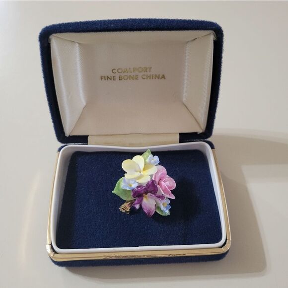 Coalport Fine Bone China Pastel Floral Brooch Pin - Picture 1 of 5